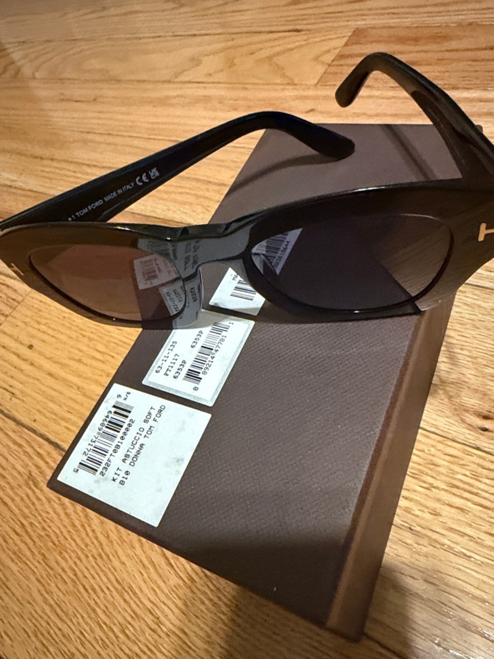 Tom Ford Glossy Black Cat-Eye Sunglasses with Dark Lenses